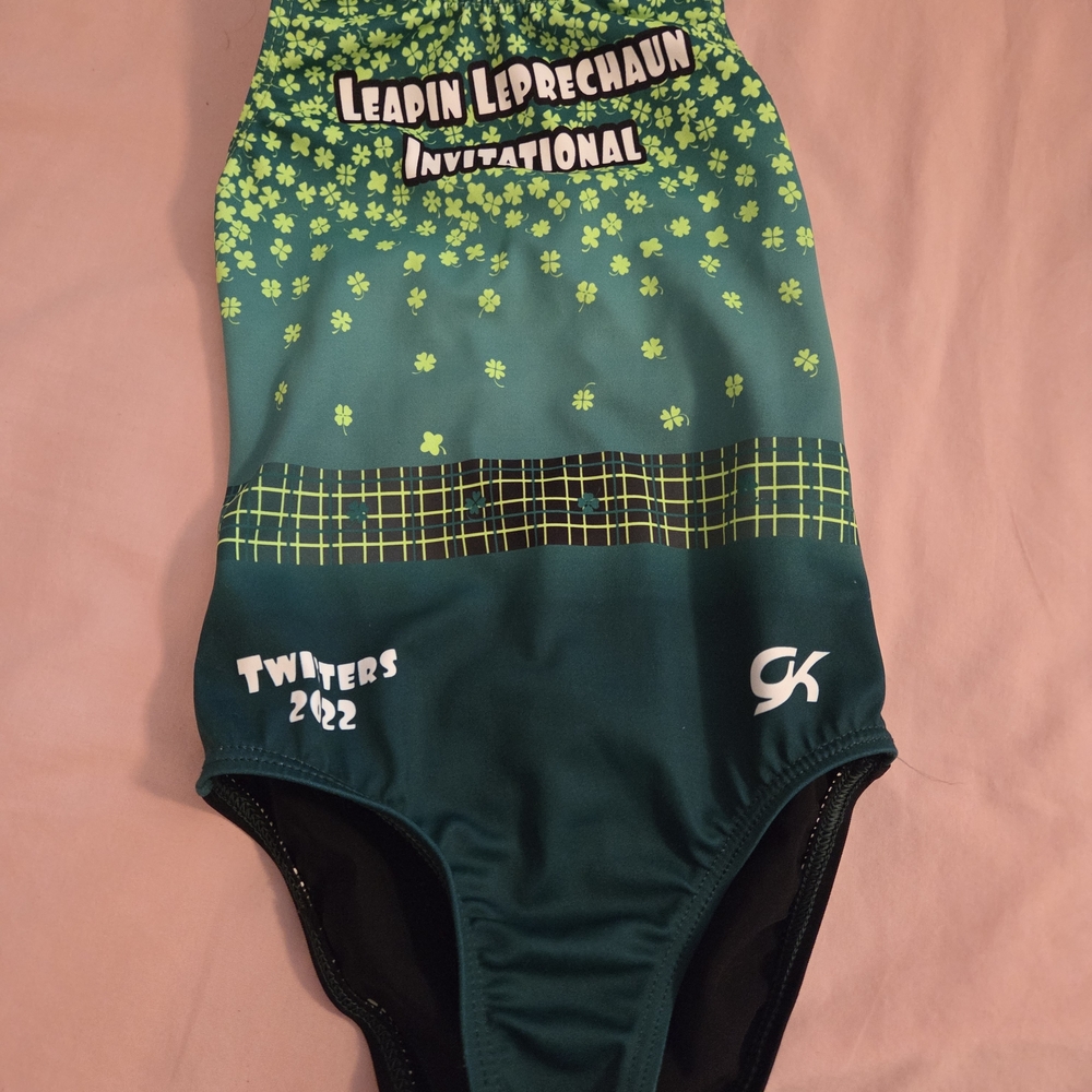 Green Leotard with Shamrock Pattern